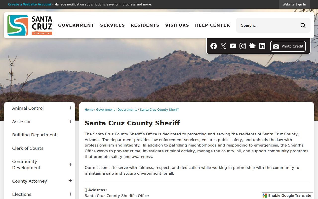 Official Santa Cruz County Sheriff office information page