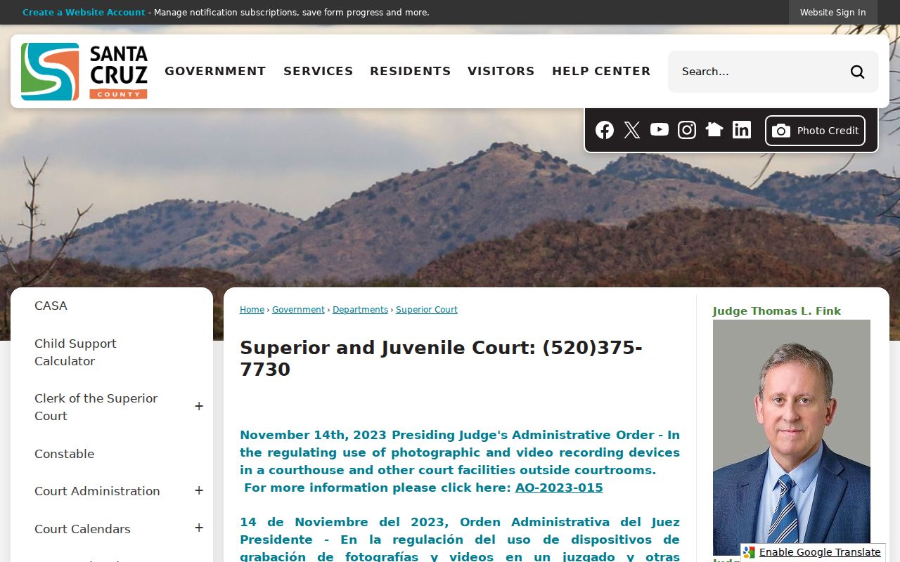Santa Cruz County warrant check Superior Court page