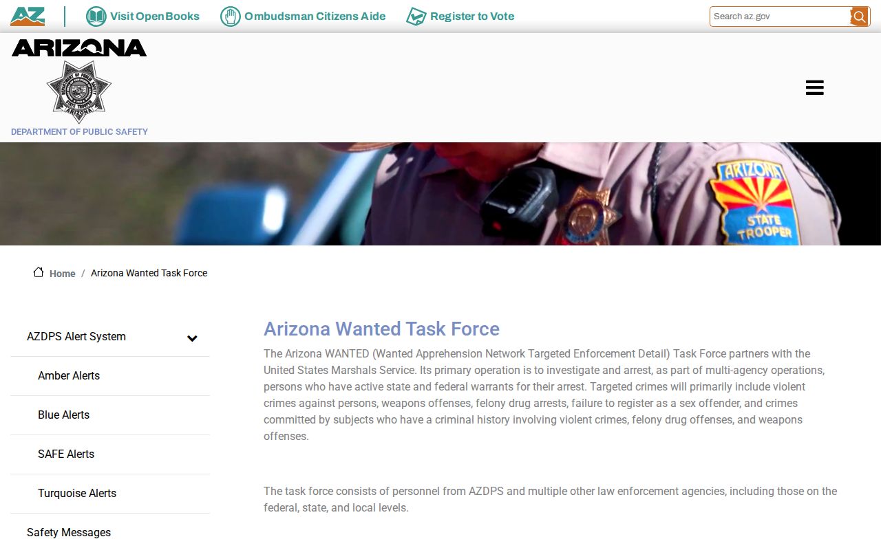 Official Arizona WANTED Task Force program page